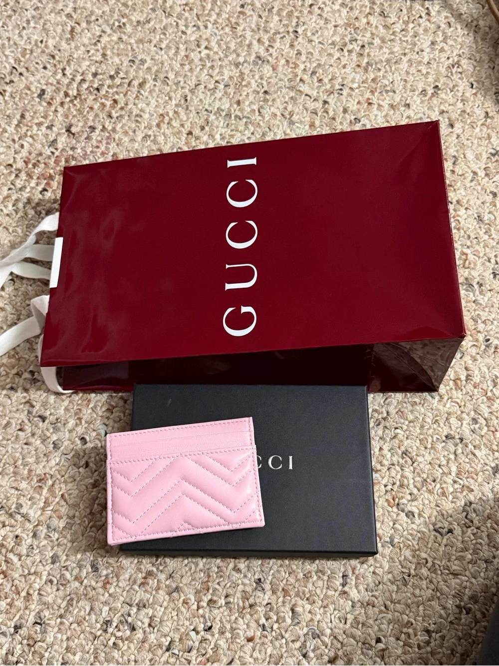Gucci Light Pink Quilted Card Holder